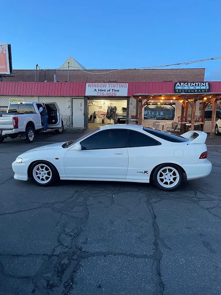 White Acura Integra Type R with tinted windows